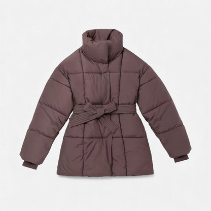Wattierte Damenjacke mit Bindegürtel
