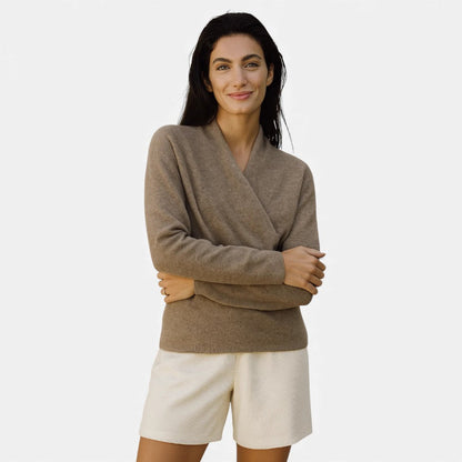Damen Wickelpullover aus weichem Strick