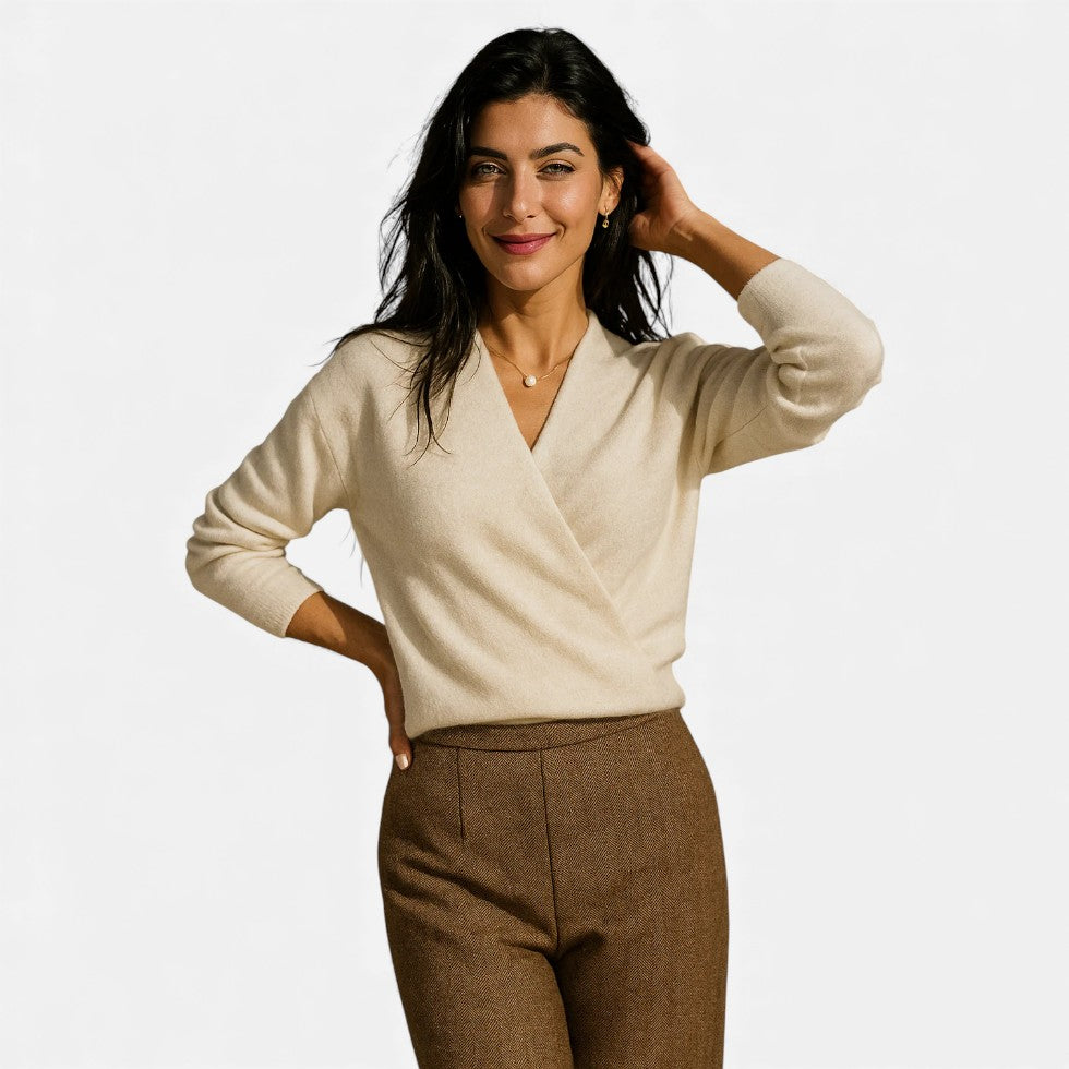 Damen Wickelpullover aus weichem Strick