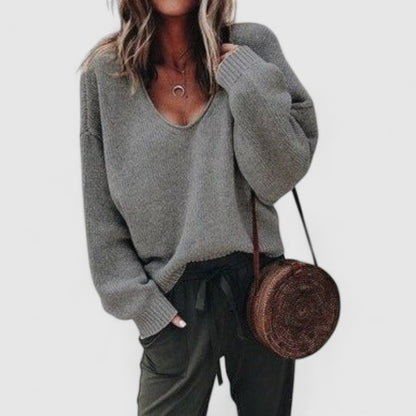 Strickpullover mit V-Ausschnitt und lockerer Passform