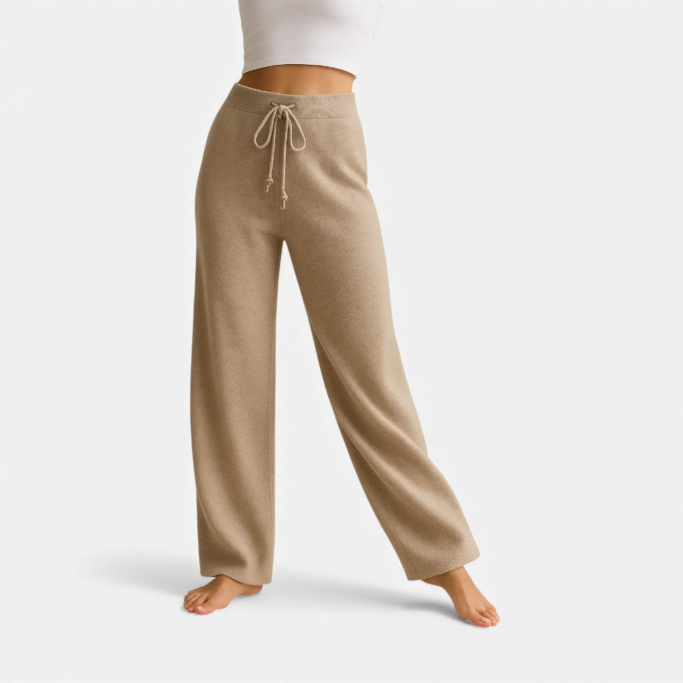Damen Kaschmir Strickhose mit weitem Bein
