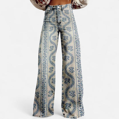 Weit geschnittene Jeans mit floralem Print für Damen