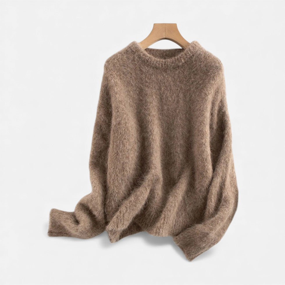 Damen Kaschmir Strickpullover mit weicher Flauschstruktur