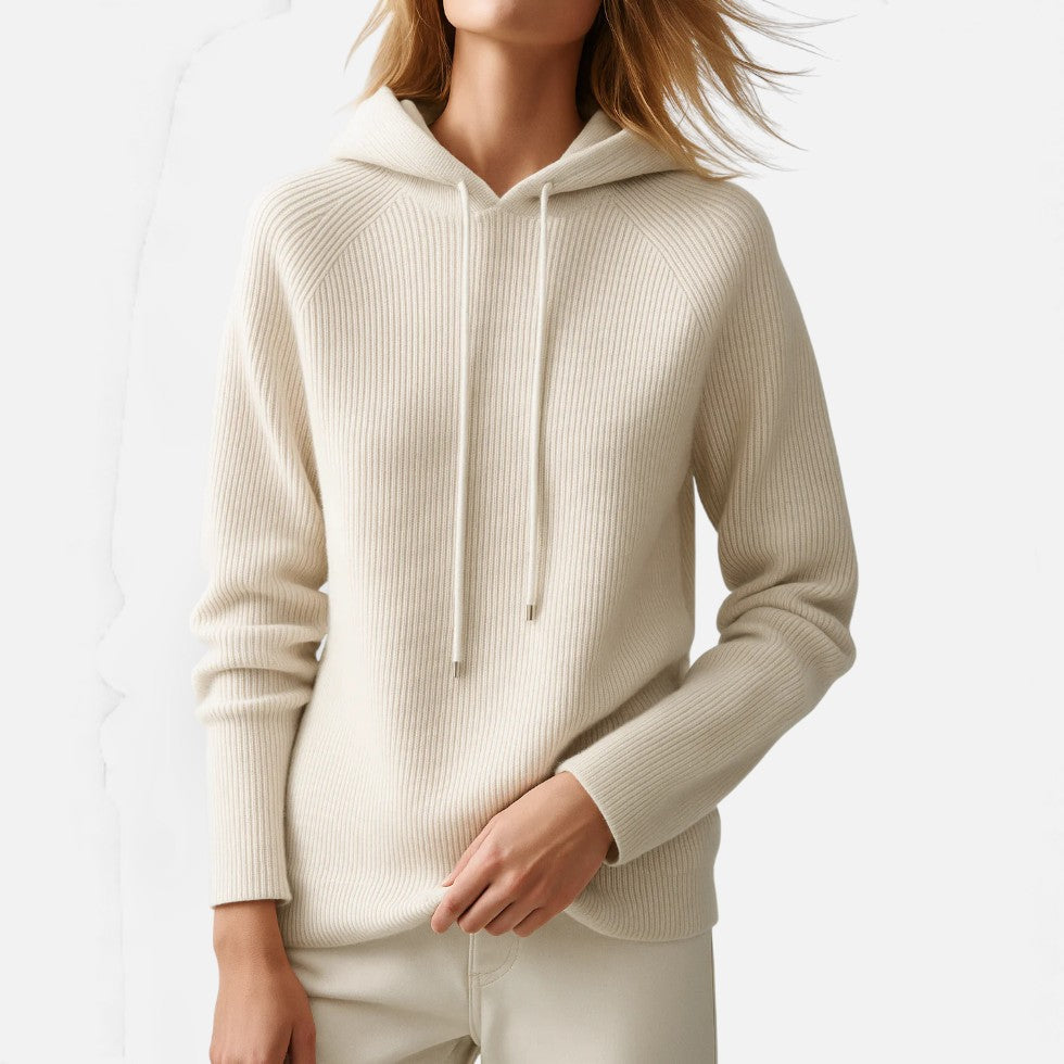 Damen Strick Hoodie mit weichem Rippmaterial