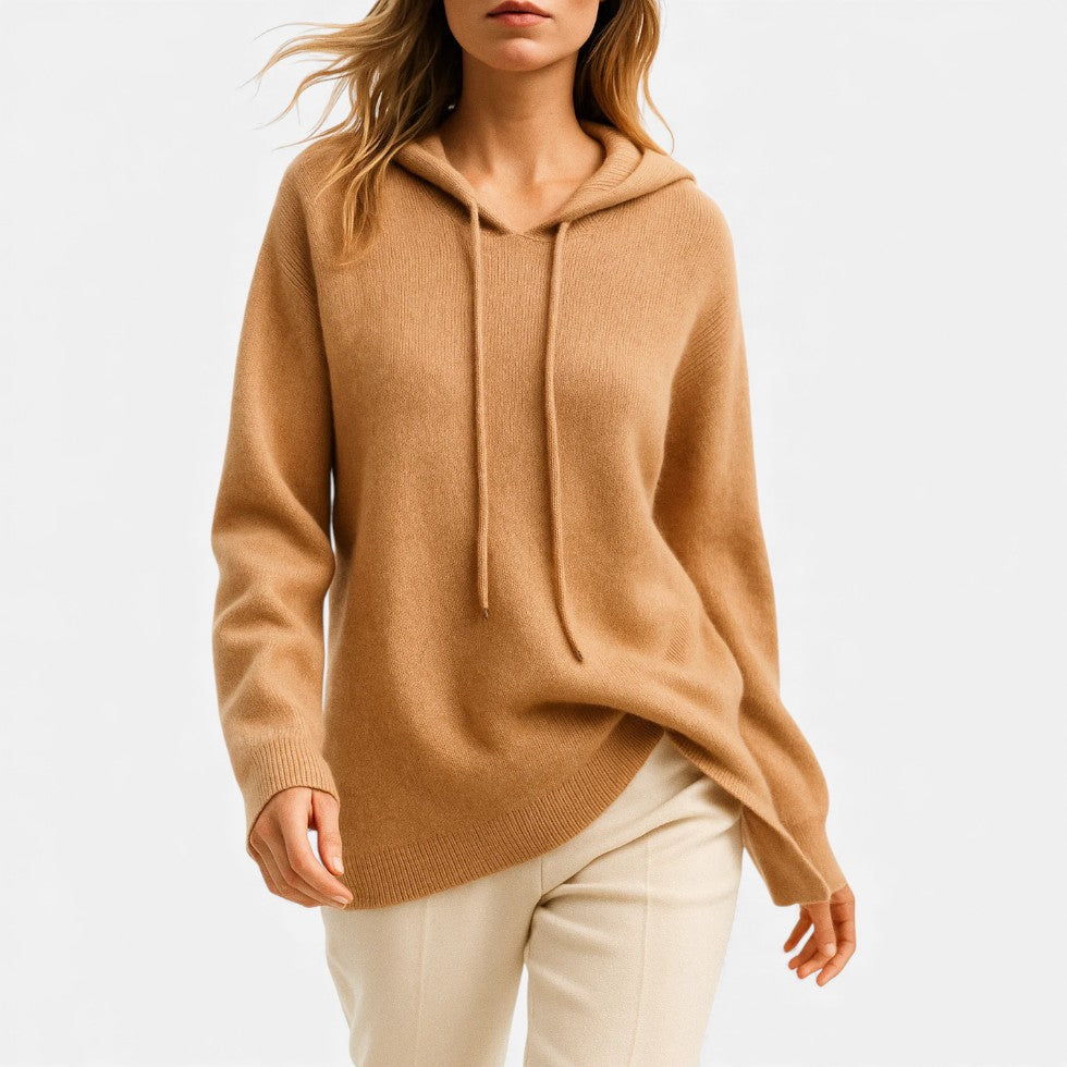 Damen Strick Hoodie mit weichem Rippmaterial