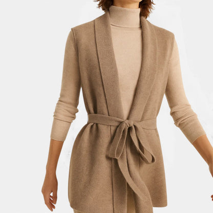Damen Strickweste mit Bindegürtel