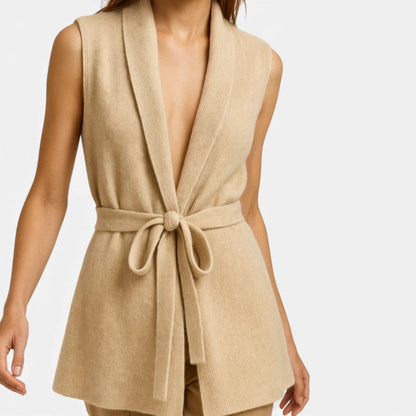 Damen Strickweste mit Bindegürtel