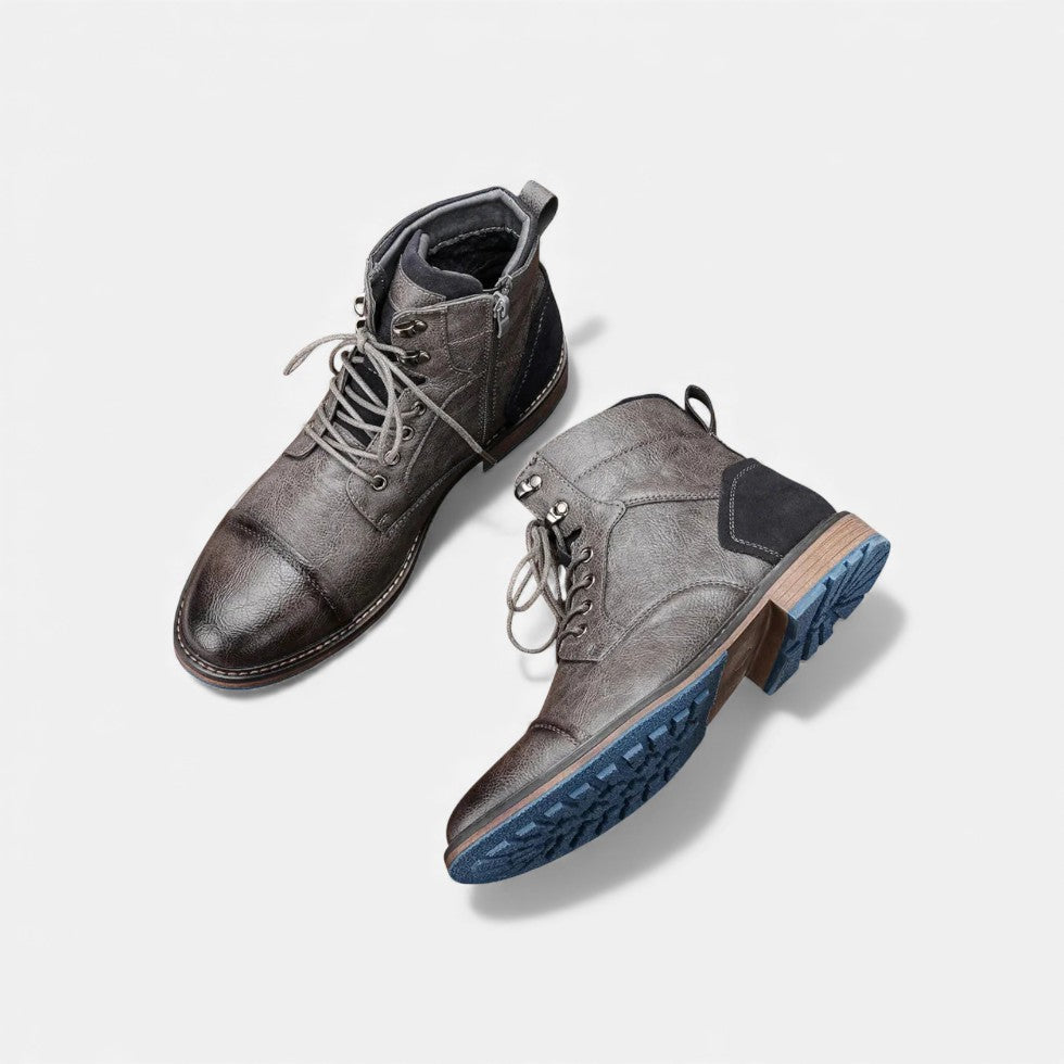 Schnürstiefeletten für Herren mit Strukturleder