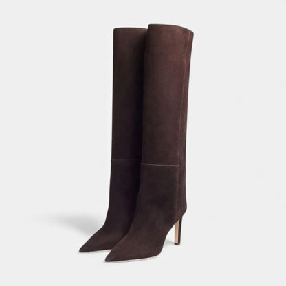 Kniehohe Stiefel Damen aus Wildlederoptik