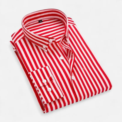 Herren Slim Fit Langarmhemd mit Streifenmuster
