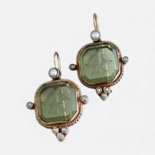 Vintage Ohrringe Damen mit facettiertem Glasstein