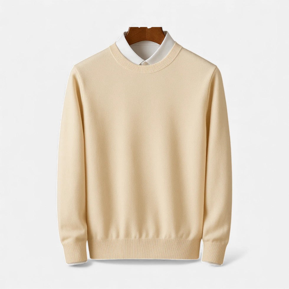 Feinstrick Pullover mit Hemdkragen Look für Herren