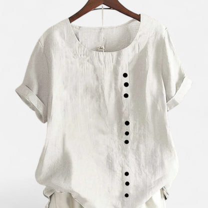 Leichte Bluse mit Knopfleiste und Rundhalsausschnitt für Damen