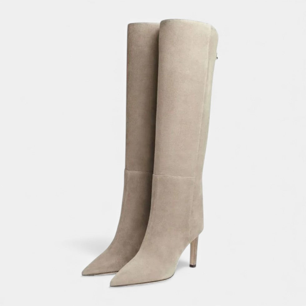 Kniehohe Stiefel Damen aus Wildlederoptik