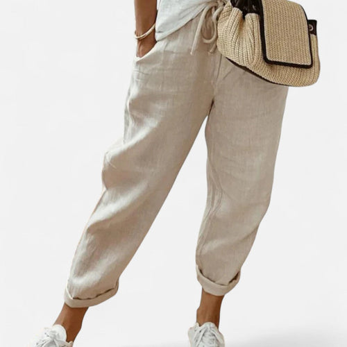 Leichte Leinenhose mit elastischem Bund