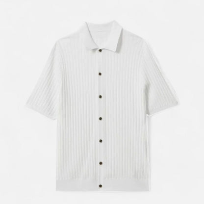 Strick Kurzarmhemd Baumwollmischung mit Knopfleiste Herren Sommerhemd