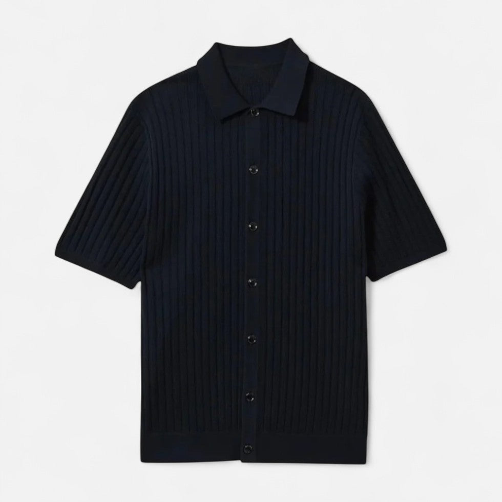 Strick Kurzarmhemd Baumwollmischung mit Knopfleiste Herren Sommerhemd