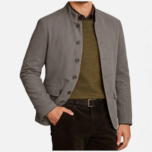 Herren Stehkragenjacke aus glattem Webstoff