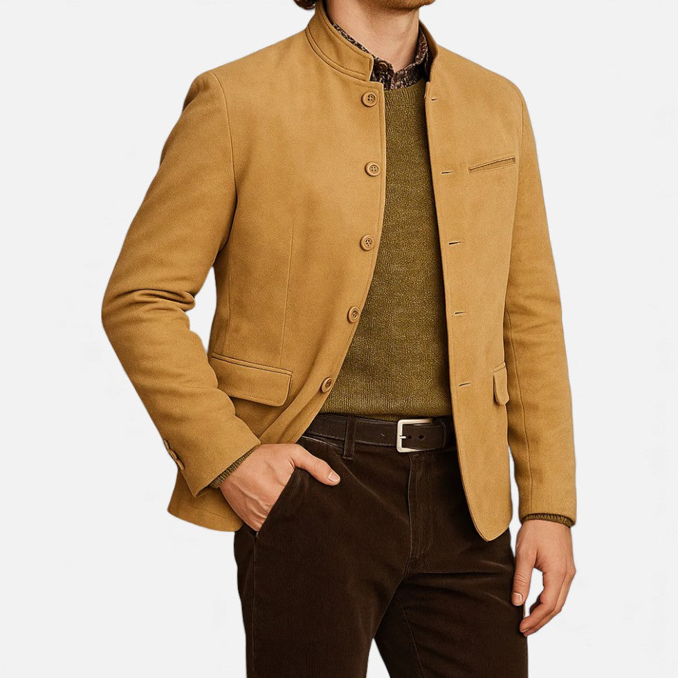 Herren Stehkragenjacke aus glattem Webstoff