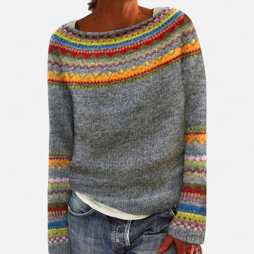 Pullover mit buntem Strickmuster für Damen