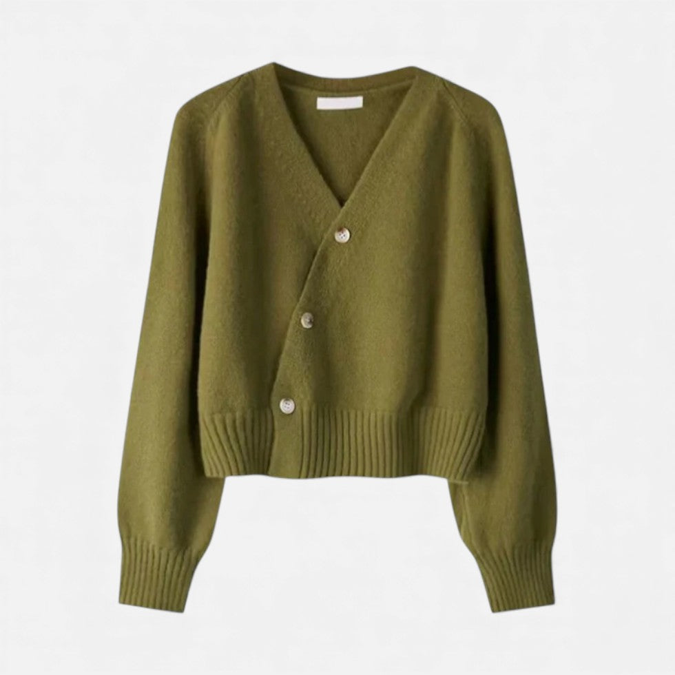 Damen Wollstrickjacke mit Knopfleiste