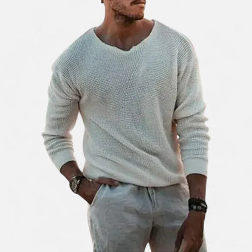 Strickpullover mit V-Ausschnitt und Strukturmuster