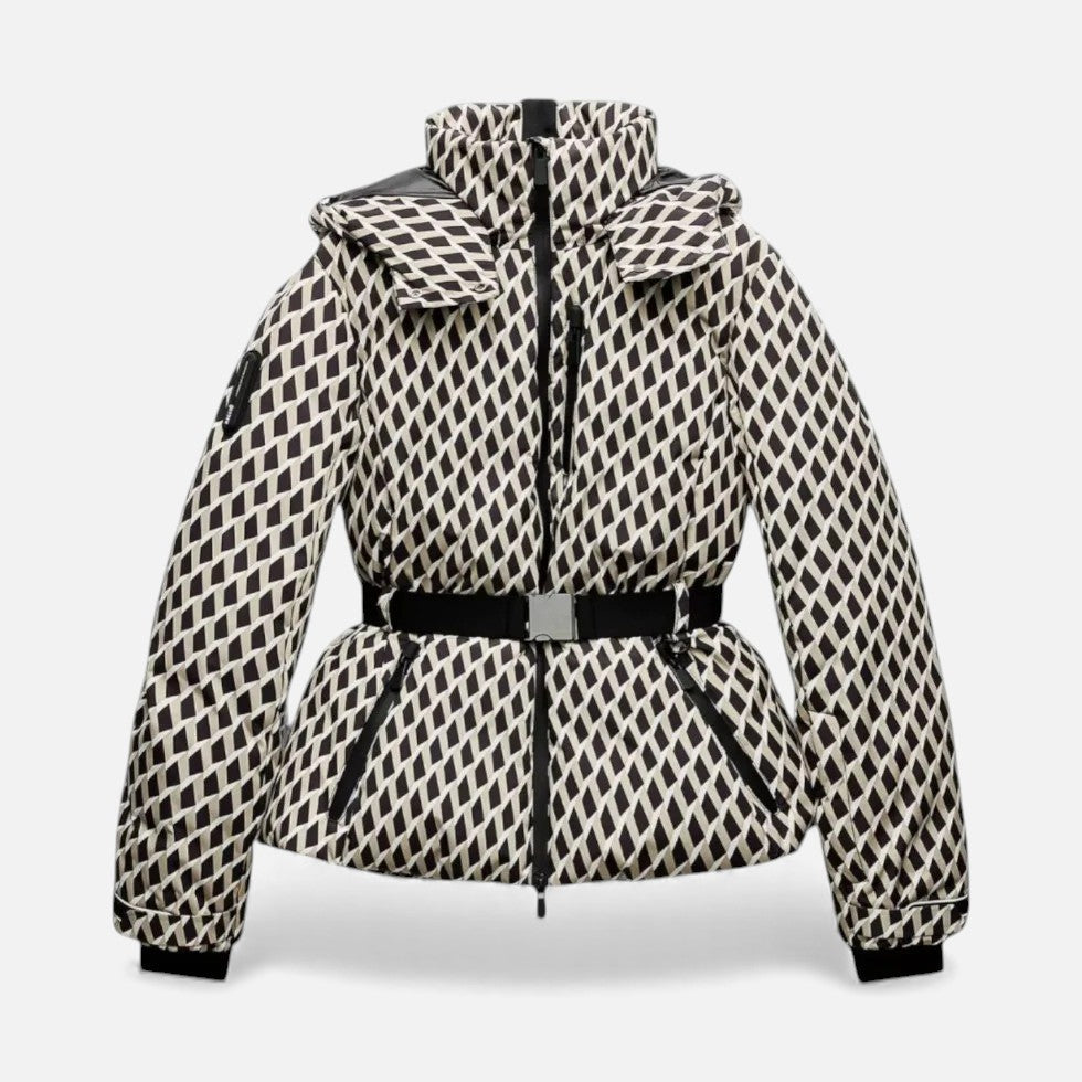 Damen Steppjacke mit Taillengürtel und Muster