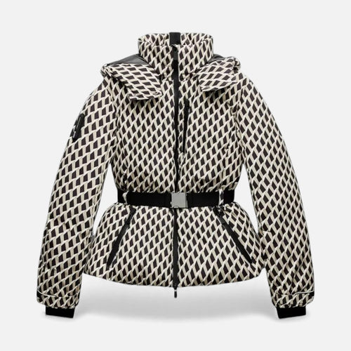 Damen Steppjacke mit Taillengürtel und Muster