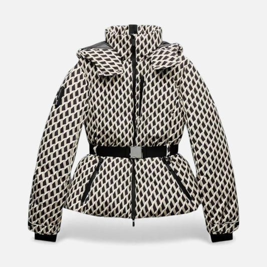 Damen Steppjacke mit Taillengürtel und Muster