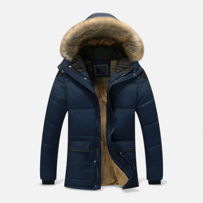 Gefütterte Parka Winterjacke mit Kapuze Herren